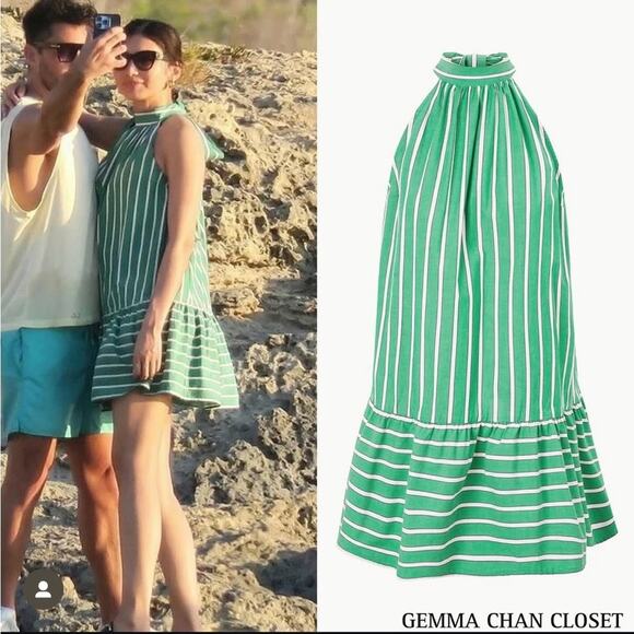 Staud Mini Marlowe Dress in Seaweed Stripe S - Picture 3 of 8